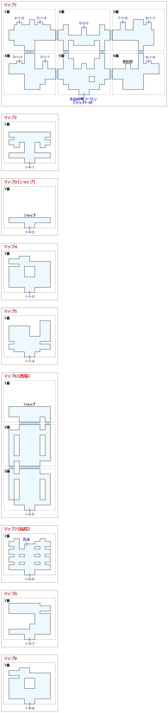 火山の町フーリン内部のマップ画像